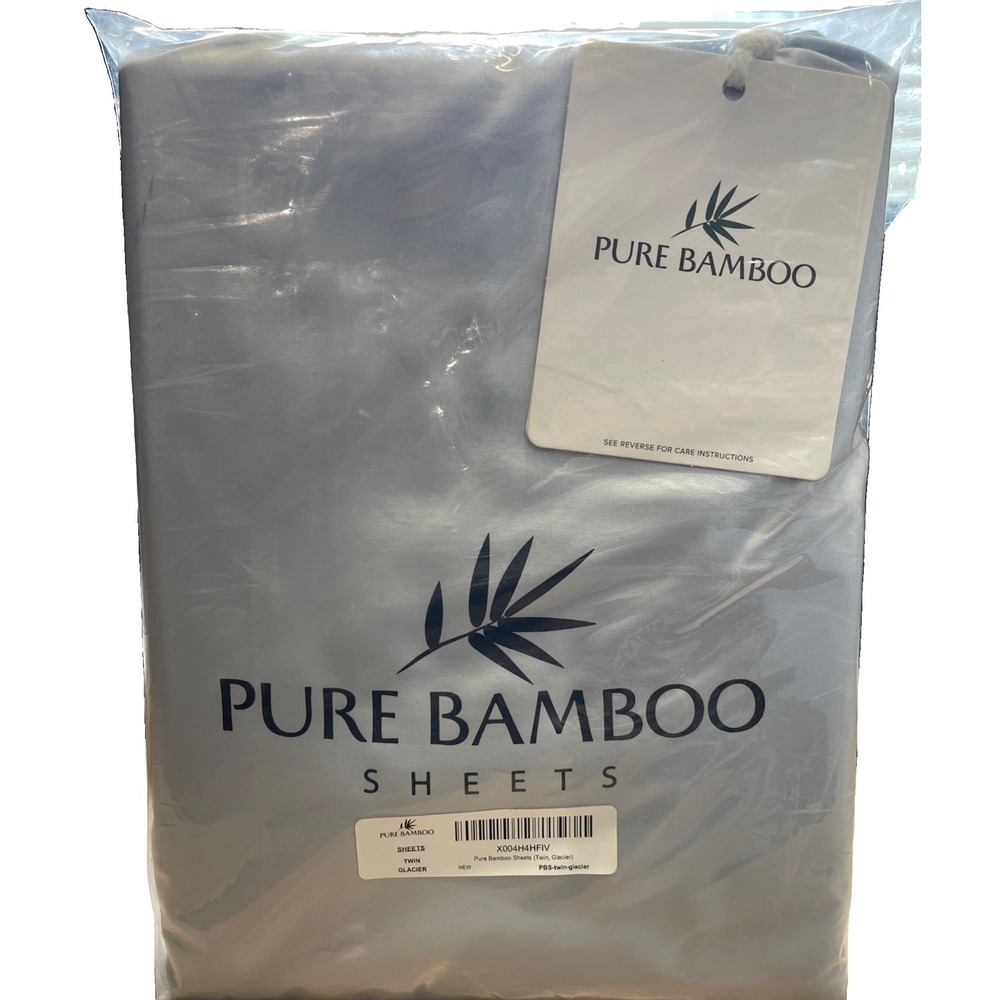 Pure Bamboo Bed Sheet Set Twin Glacier 100% Organic Viscose Bamboo Glacier Blue